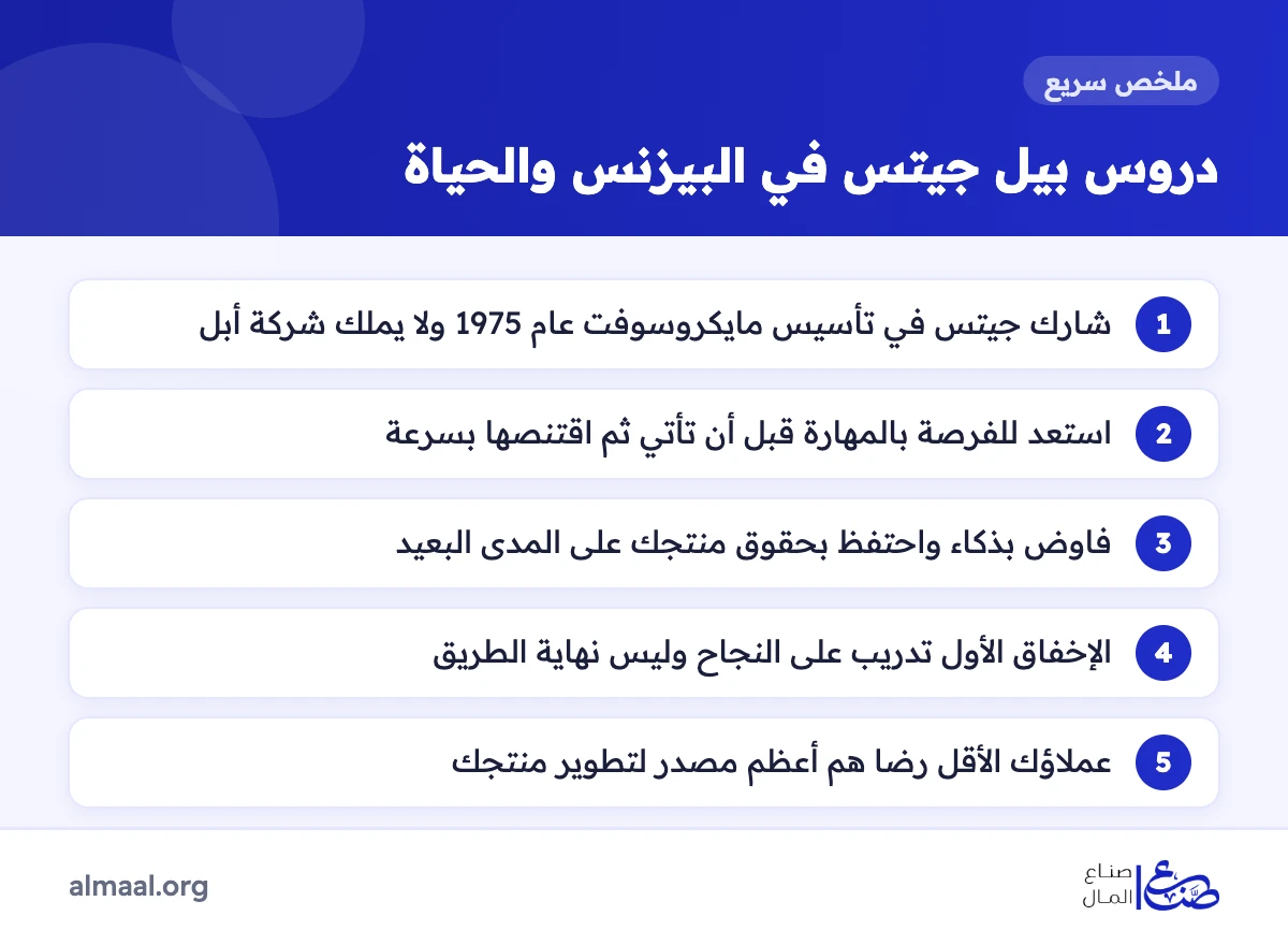 ملخص دروس بيل جيتس في البيزنس والحياة