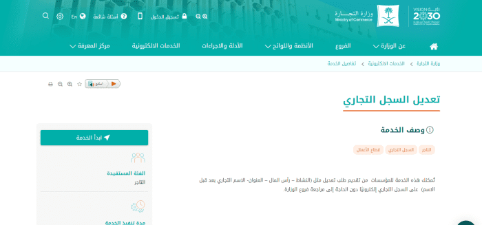 الأوراق المطلوبة لتعديل السجل التجاري