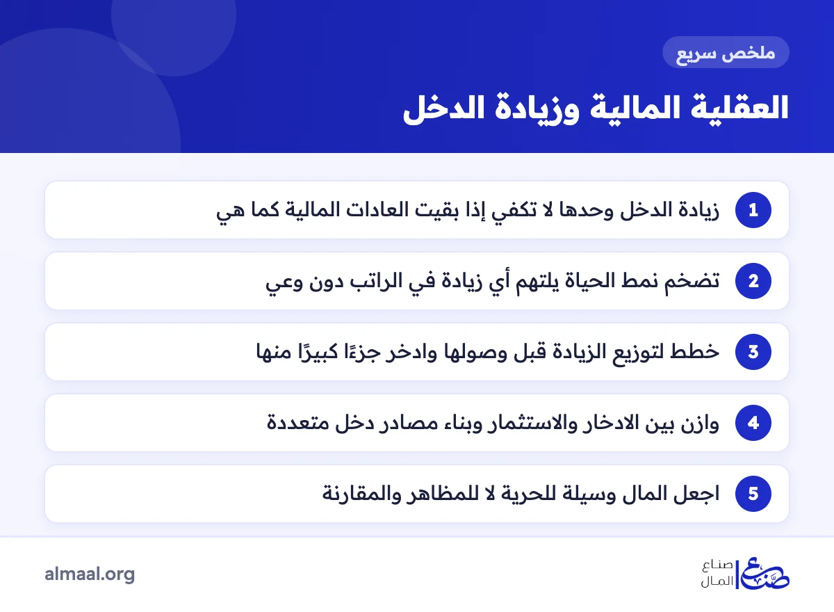 ملخص العقلية المالية ولماذا لا تكفي زيادة الدخل وحدها